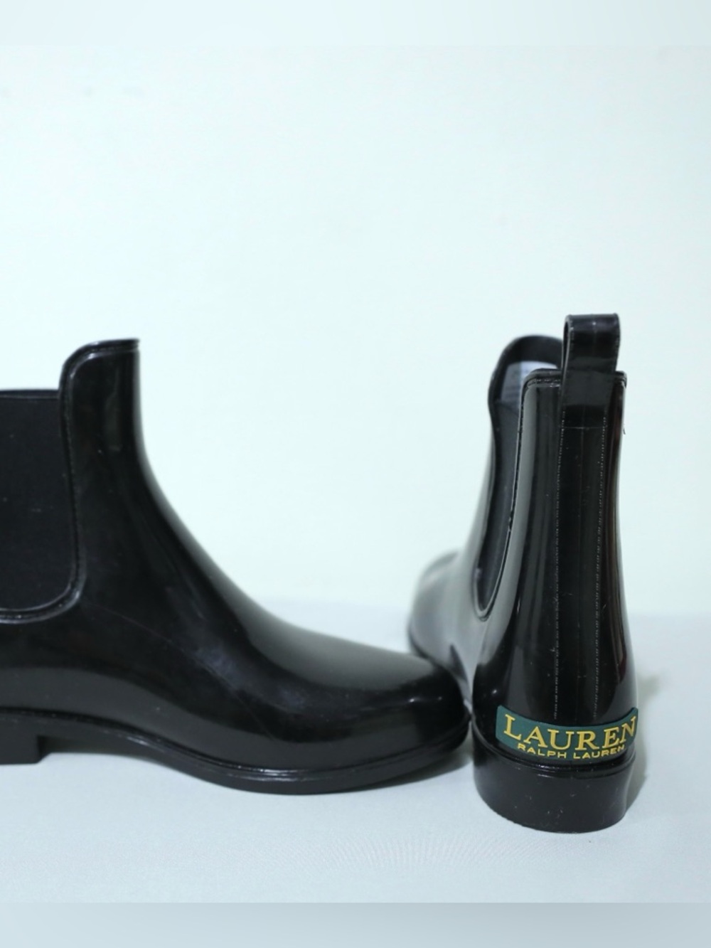 Lauren Ralph Lauren Tally Black Chelsea Rain Boots Ankle Bootie Women's Size 6 B